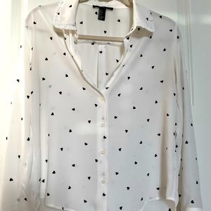 Forever21 Black and White Long Sleeved Blouse